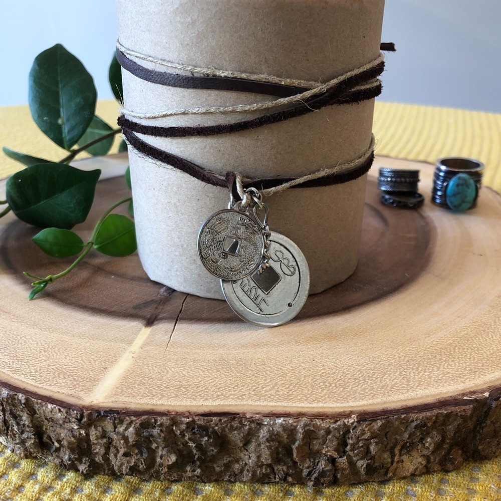 Leather boho gladiator wrap bracelet or anklet
